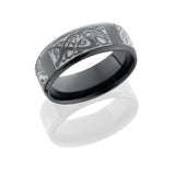 Lashbrook Zirconium 8Mm Beveled Band With Laser Carved Serpents Pattern Z8B/Wlcvserpents