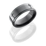 Lashbrook Zirconium 8Mm Flat Band With Grooved Edges And Cross Pattern Z8Fge/4X