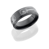 Lashbrook Zirconium 8Mm Flat Band With Grooved Edges With Milled Guitar Patterns Z8Fge/Guitar