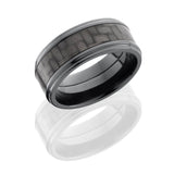 Lashbrook Zirconium 9Mm Flat Band With 5Mm Of Carbon Fiber And Grooved Edges Zc9Fge15/Cf