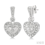 1/20 Ctw Heart Shape Single Cut Diamond Earrings in Sterling Silver