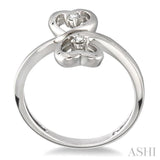 Silver 2 Stone Heart Shape Diamond Fashion Ring