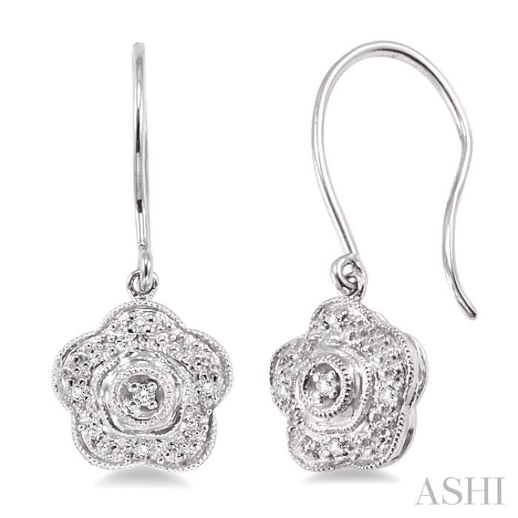 Flower Shape Silver Diamond Earrings