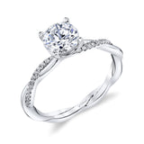 14 KT White Gold Engagement Ring With 0.08 ctw