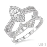 3/4 Ctw Diamond Wedding Set With 5/8 Ctw Engagement Ring and 1/6 Ctw Wedding Band in 14K White Gold
