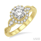 1/3 ctw Diamond Semi-mount Engagement Ring in 14K Yellow and White Gold